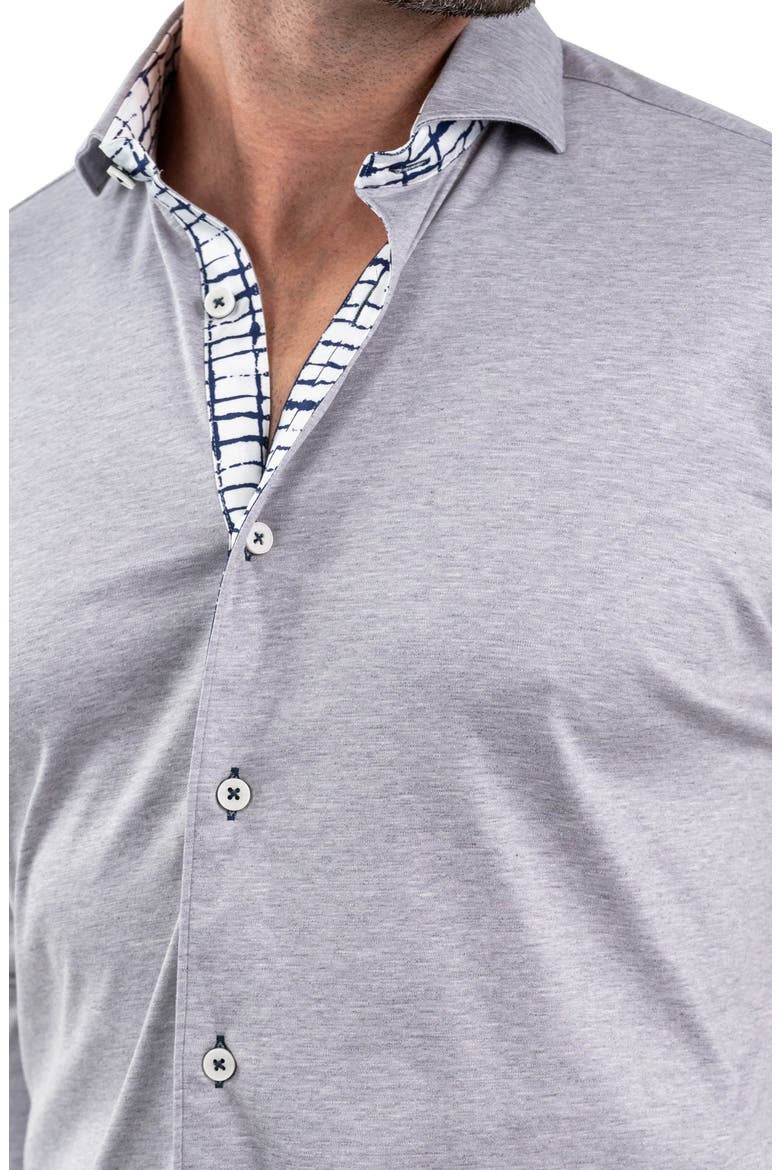 Einstein Cotton Knit Button-Up Shirt, Alternate, color, GREY