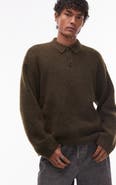 Topman Oversize Long Sleeve Sweater Polo
