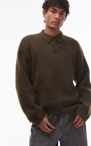 Topman Oversize Long Sleeve Sweater Polo