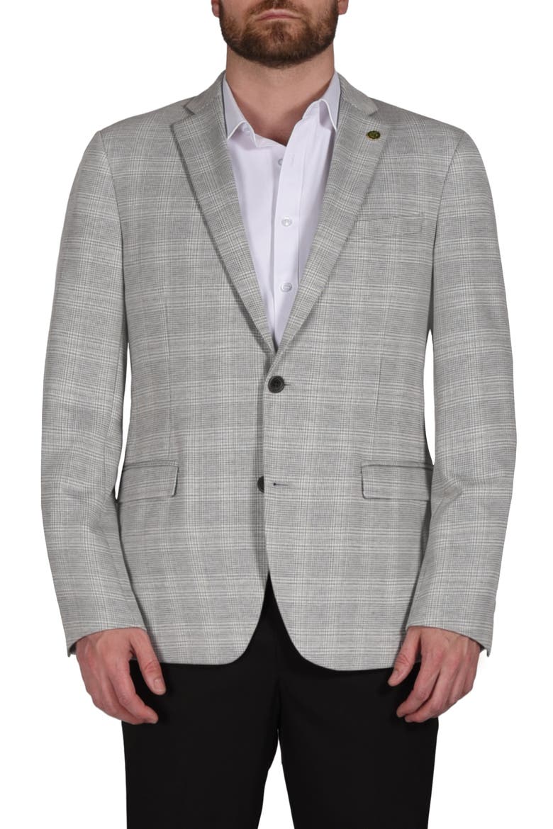Plaid Knit Sport Coat, Main, color, GREY