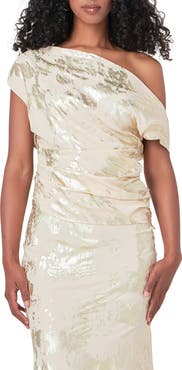 Endless Rose Foil Print One-Shoulder Top