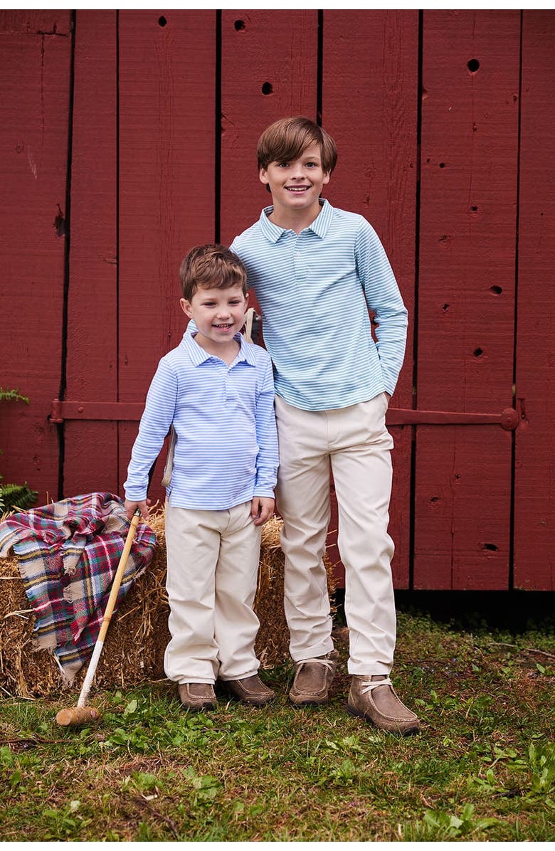 Little English Kids' Striped Long Sleeve Polo, Alternate, color, Light Blue Stripe