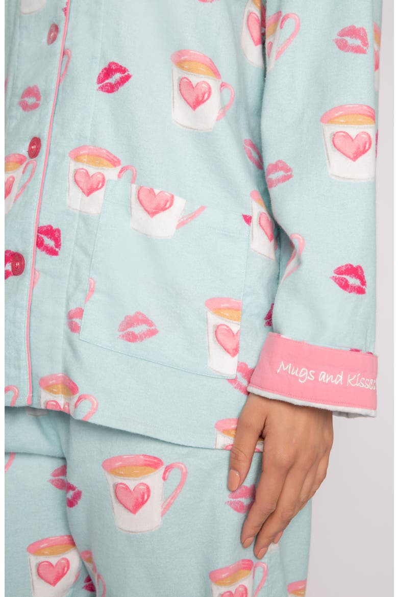 Cotton Flannel Pajamas, Alternate, color, AQUA
