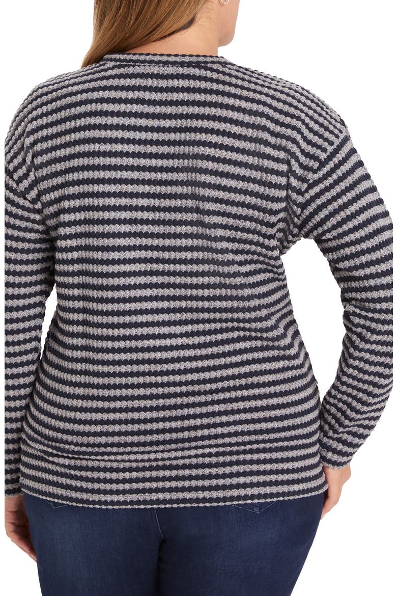 Texture Stripe Button Shoulder Top, Alternate, color, INDIGO MULTI