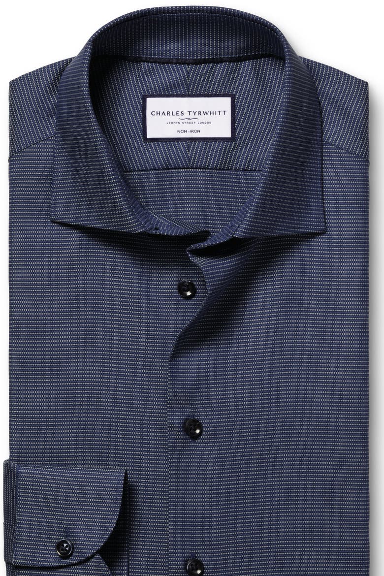 Non-Iron Stretch Texture Circle Shirt, Alternate, color, Royal Blue