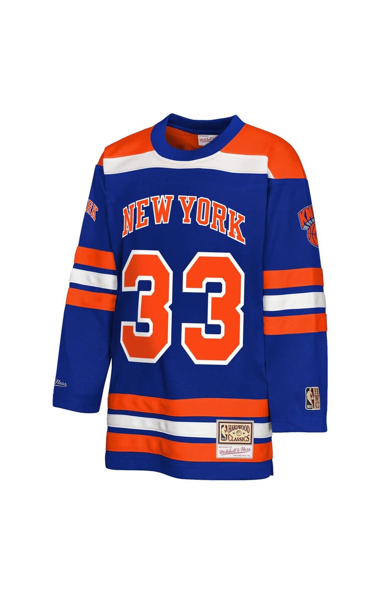 Mitchell & Ness Youth Mitchell & Ness Patrick Ewing Blue New York Knicks Maxxed Out 2.0 Fashion Hockey Jersey, Alternate, color, Blue