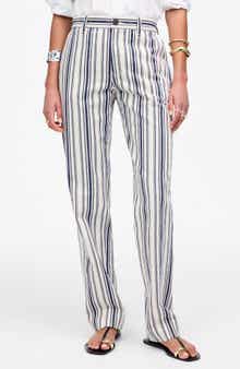 Madewell The Dean Stripe Easy Straight Leg Cotton & Linen Pants
