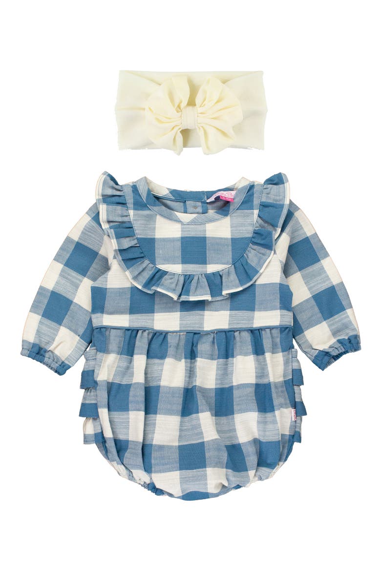 Plaid Ruffle Romper & Headband Set, Main, color, COUNTRYSIDE PLAID