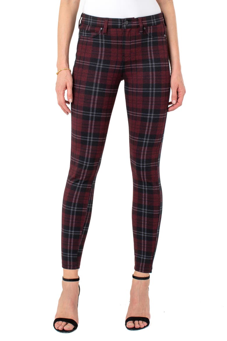 Madonna Plaid Ankle Skinny Pants, Main, color, RED/ BLK TARTAN