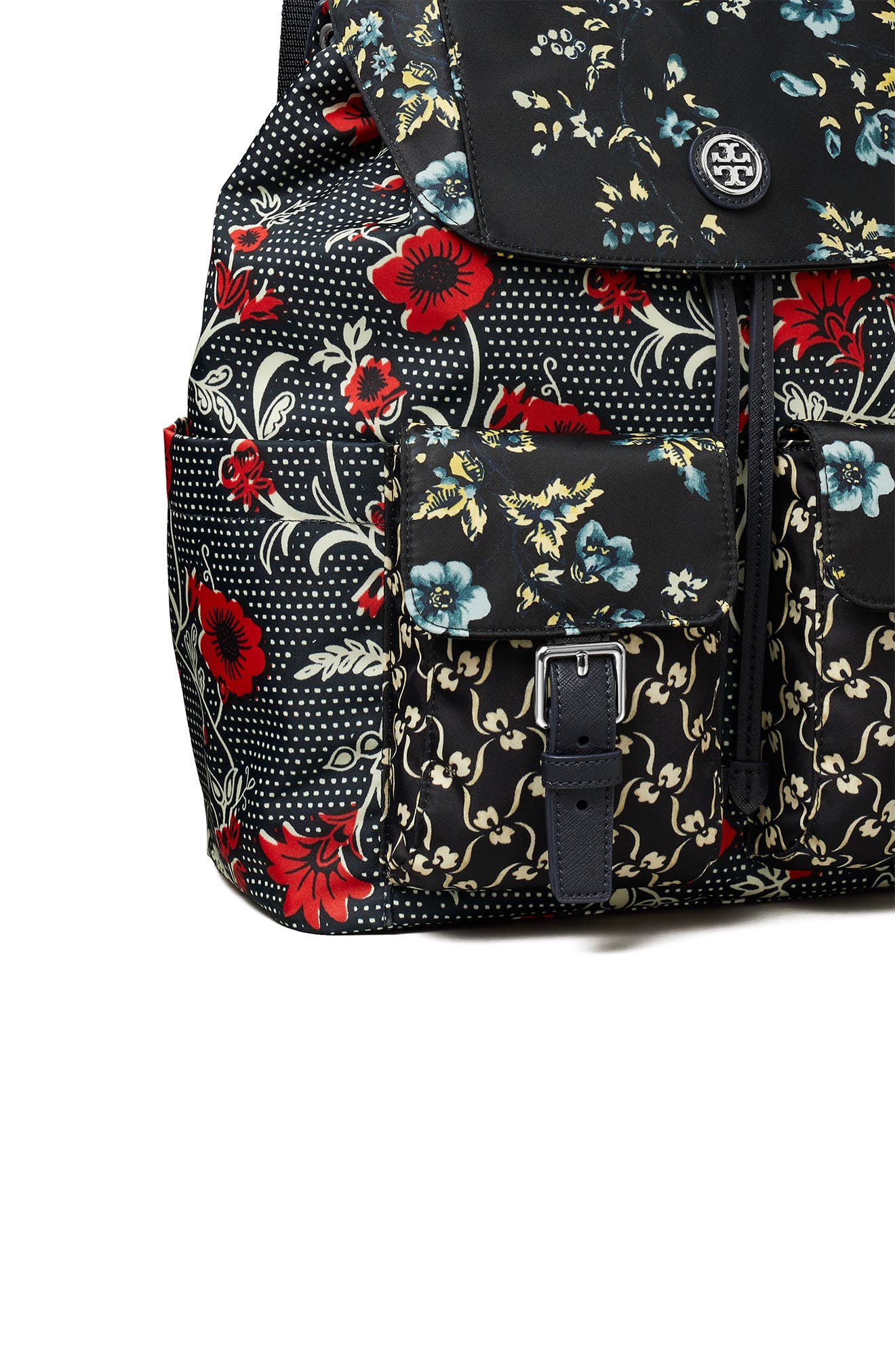 Tory Burch Virginia Mixed Print Recycled Nylon Backpack, Alternate, color, 