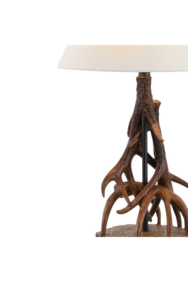 Cabell 26" Farmhouse Rustic Iron LED Table Lamp, Brown/White, Alternate, color, Brown