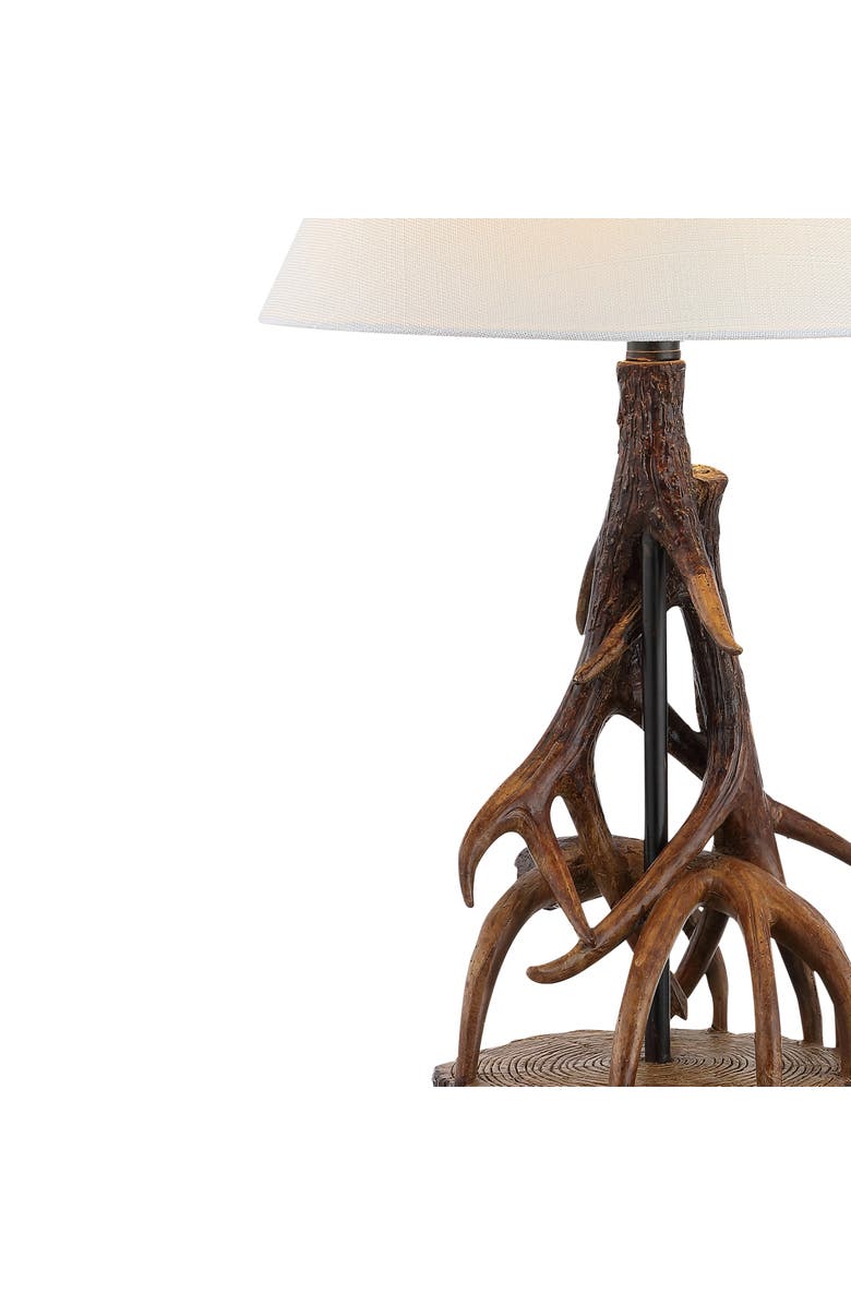 JONATHAN Y Cabell 26" Farmhouse Rustic Iron LED Table Lamp, Brown/White, Alternate, color, Brown