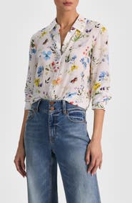 Alice + Olivia Willa Floral Silk Button-Up Shirt