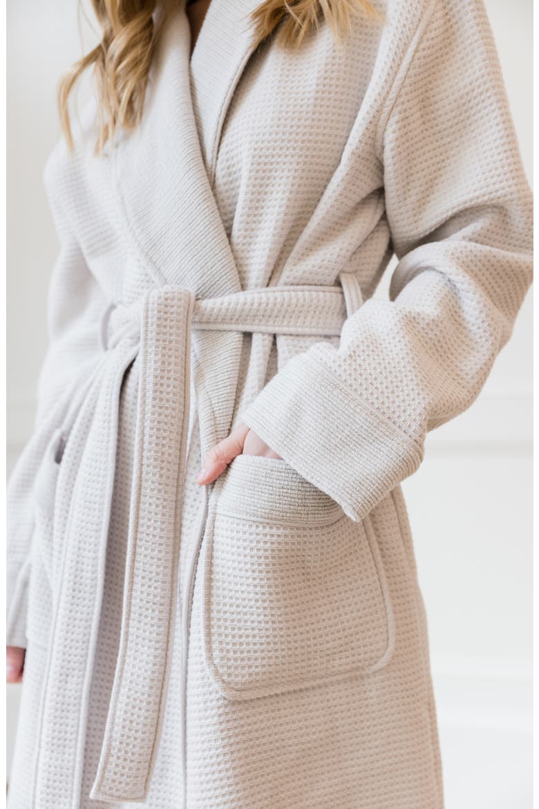 Waffle Terry Bath Robe, Alternate, color, LIGHT GREY