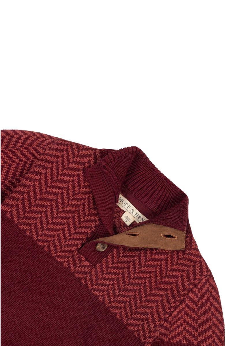 Hope & Henry Baby Boys' Organic Intarsia Yoke Mock Neck Sweater, Infant, Alternate, color, Oxblood Herringbone