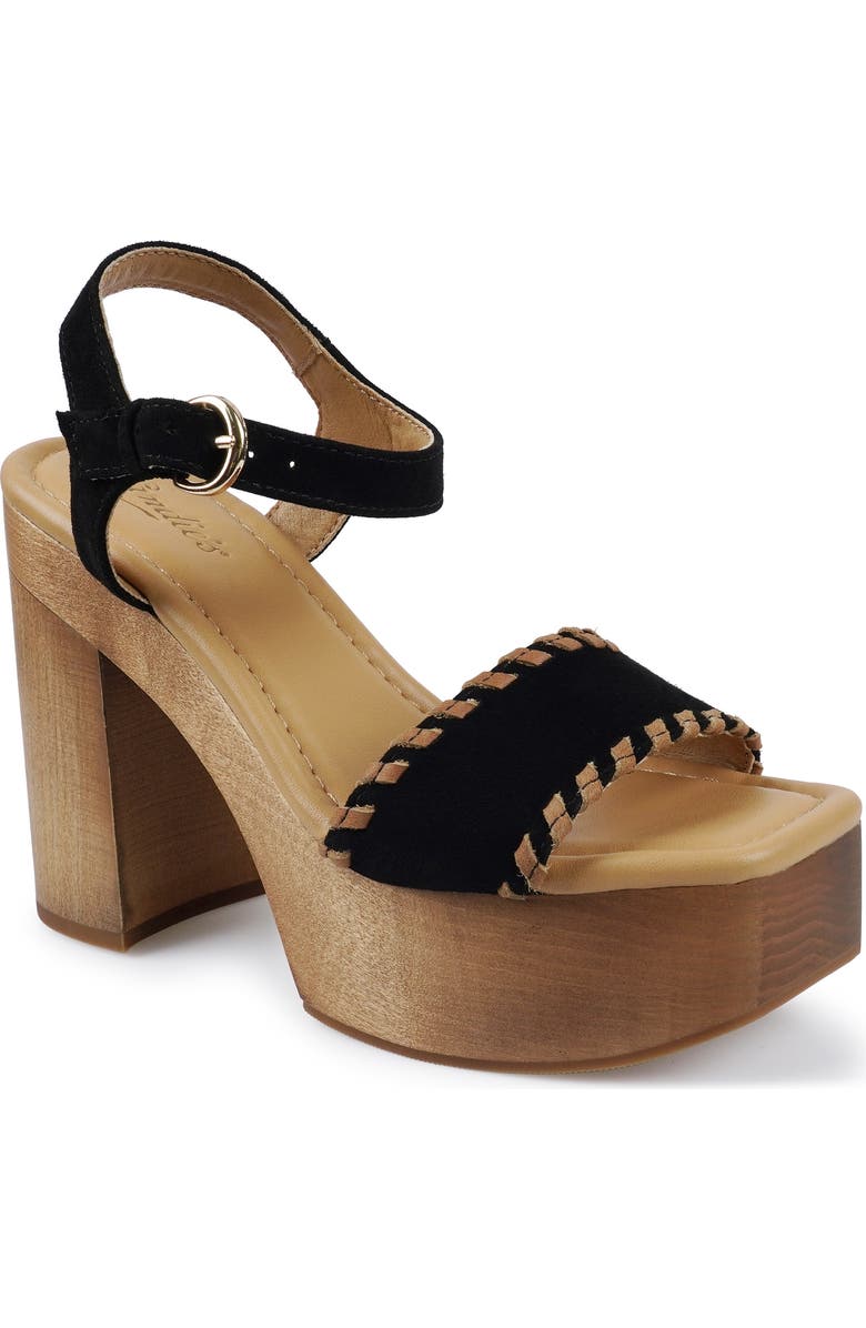 Candie's Michell Platform Slide Sandal, Main, color, Black Suede