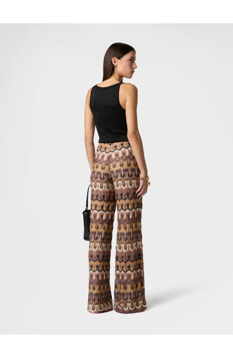 Missoni Trousers In Viscose Lamé Arabesque Motif, Alternate, color, Tan