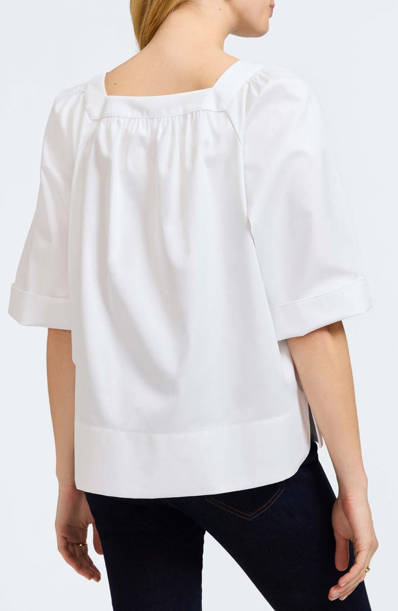 Foxcroft Violet Square Neck Cotton Blend Top, Alternate, color, White