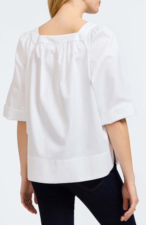 Shop Foxcroft Violet Square Neck Cotton Blend Top In White