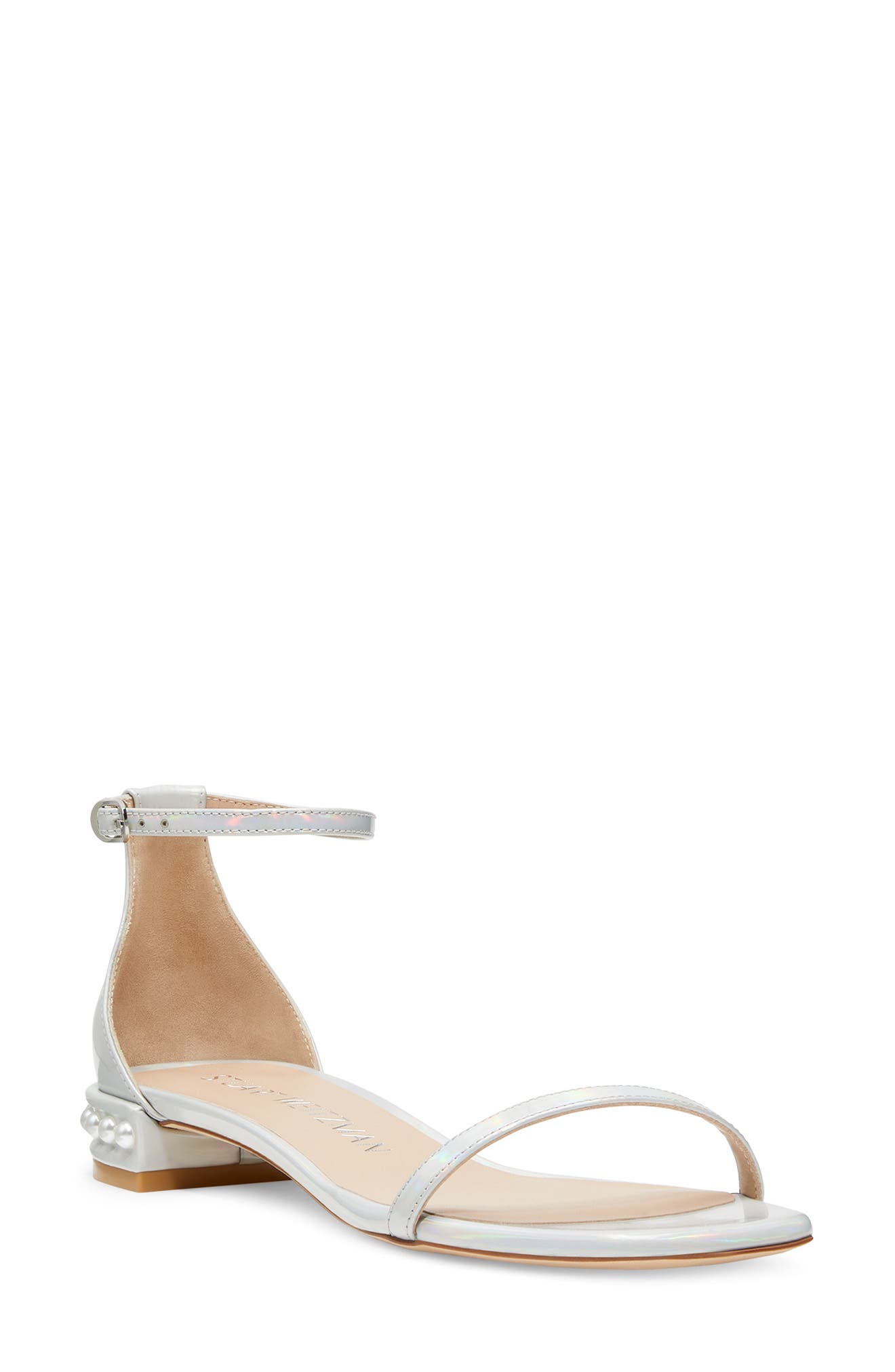 Nudistcurve Imitation Pearl Flat Sandal, Main, color, NACAR