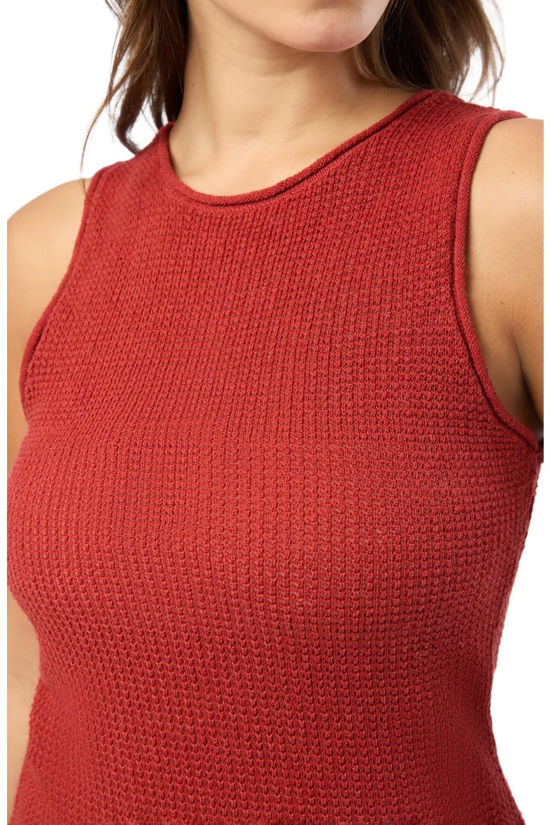 Linen Knit Scoop Back Mini Dress, Alternate, color, DARK RED