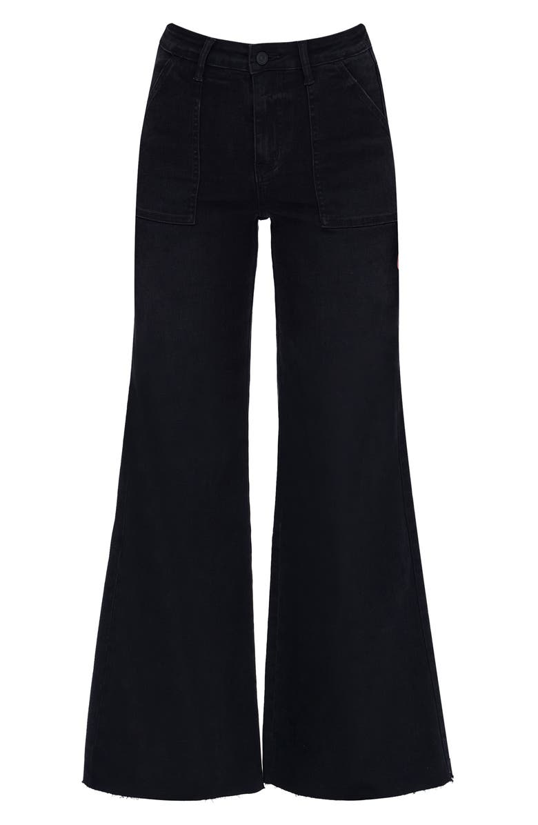 Bayeas Raw Hem High Waist Utility Wide Leg Jeans, Alternate, color, Black Rock