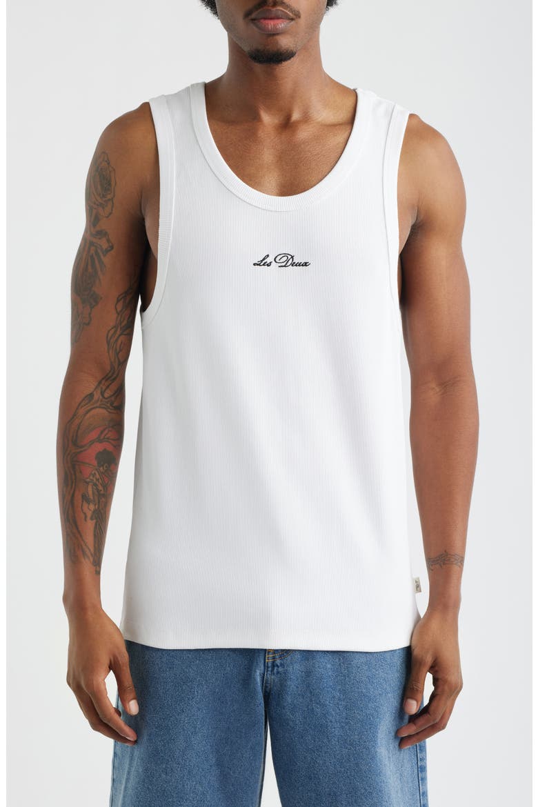 Arthur Logo Embroidered Rib Tank, Main, color, WHITE