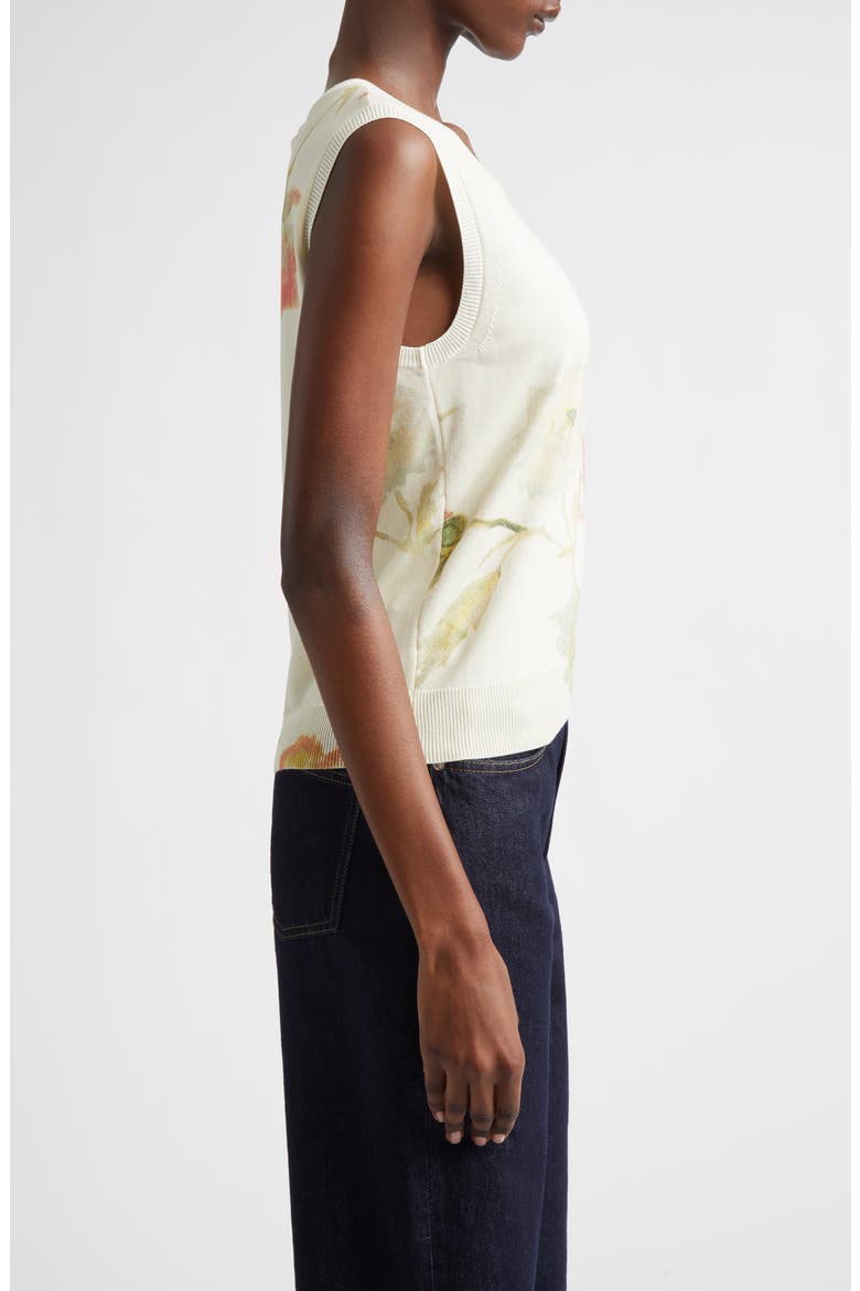 Poppy Print Silk & Cotton Sweater Tank, Alternate, color, ALMOND MULTI