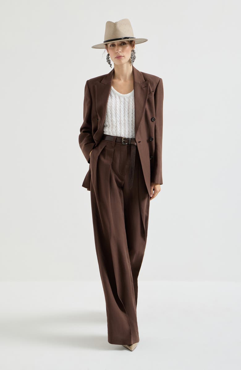 Brunello Cucinelli Sartorial Wide trousers, Alternate, color, Cocoa