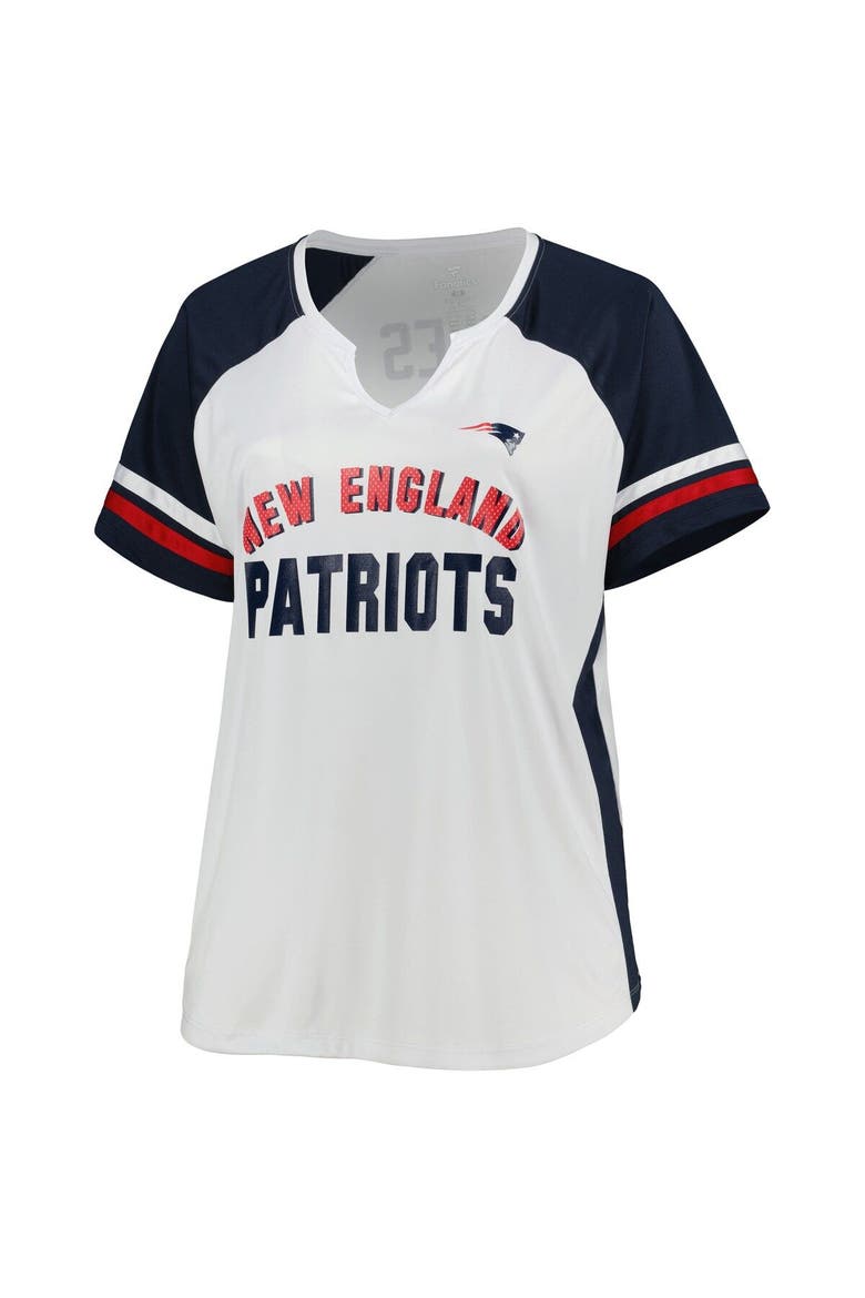 Women's Mac Jones White New England Patriots Plus Size Notch Neck T-Shirt, Alternate, color, White