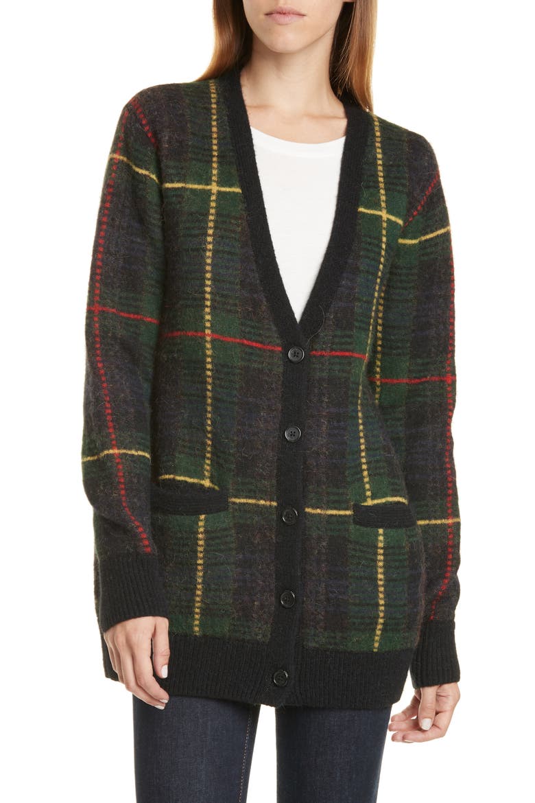 Tartan Wool Blend Cardigan, Main, color, MULTI
