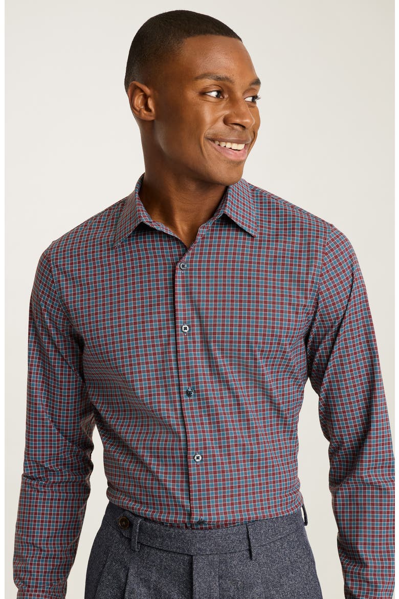 Slim Fit Tech Check Performance Button-Up Shirt, Alternate, color, INGRAM PLAID V4 C10