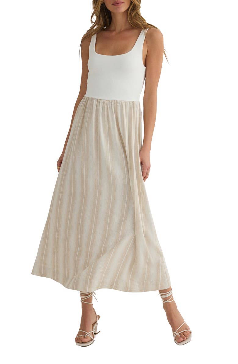 Bella Dahl Stripe Mixed Media Tank Dress, Main, color, 