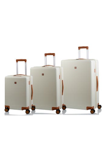 Champs Vintage Muse 3-piece Hardside Luggage Set In Ivory/tan