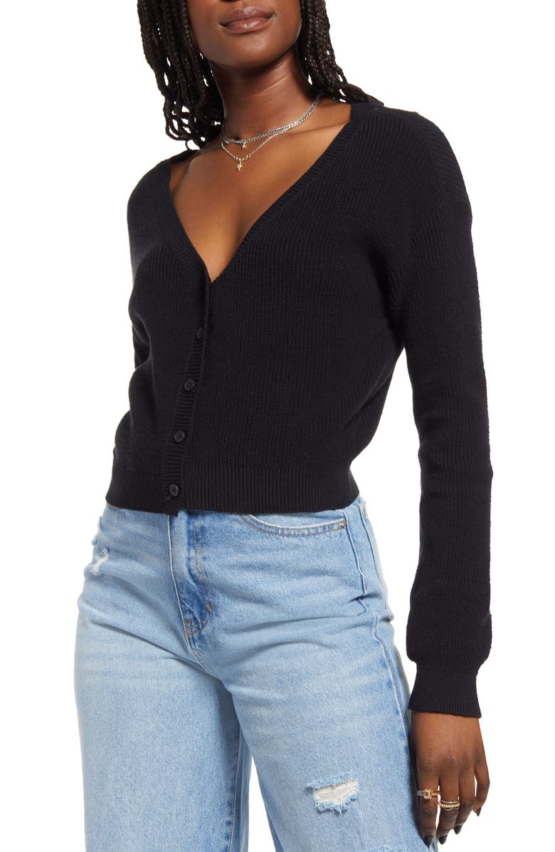 BP. Ribbed Cotton Blend Cardigan, Alternate, color,