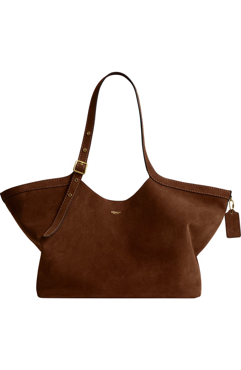 COACH Gramercy Suede Tote, Main, color, B4/ Warm Brown