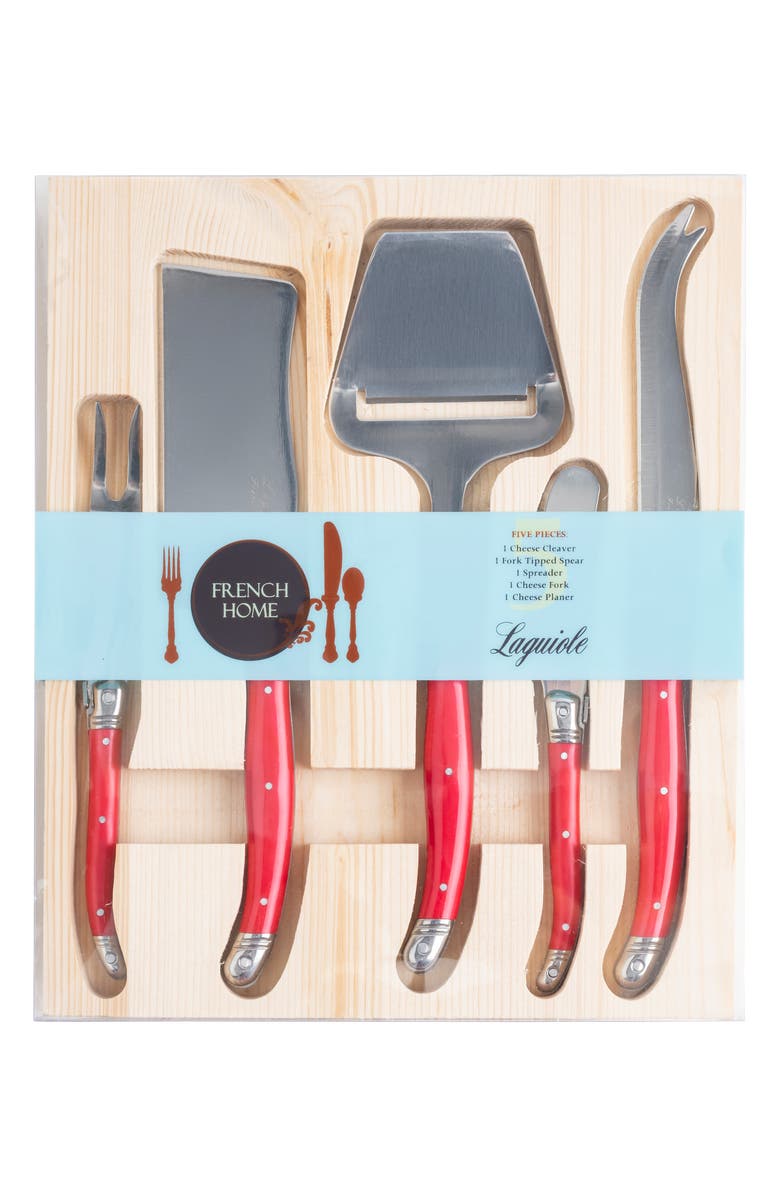 FRENCH HOME 5-Piece Assorted Cheese Knife Set, Alternate, color, Red