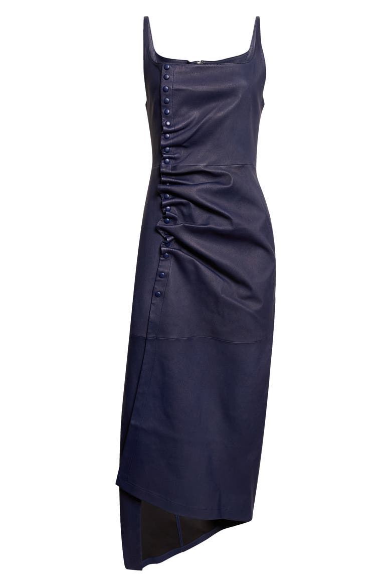 Leather Snap Ruched Dress, Alternate, color, MIDNIGHT BLUE