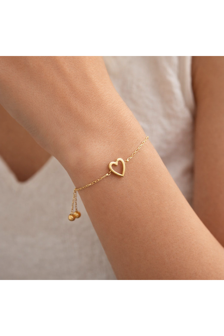 Gold-Tone Cut Out Heart Bracelet, Alternate, color, Gold