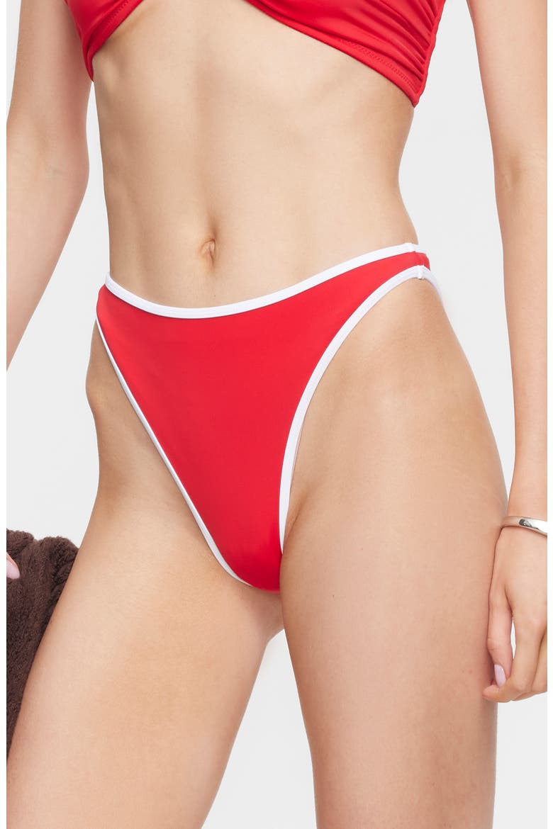 Bella Cheeky Bikini Bottoms, Alternate, color, ROUGE