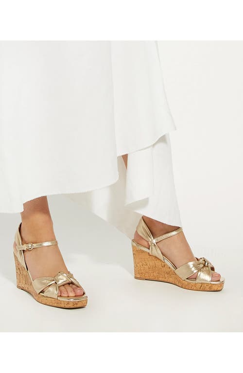 Dune London Kaino Platform Wedge Sandal In Gold