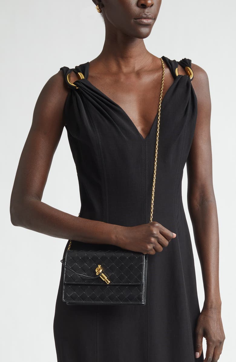 Bottega Veneta Slim Andiamo Intrecciato Lambskin Crossbody Wallet, Alternate, color, 1019 Black-M Brass