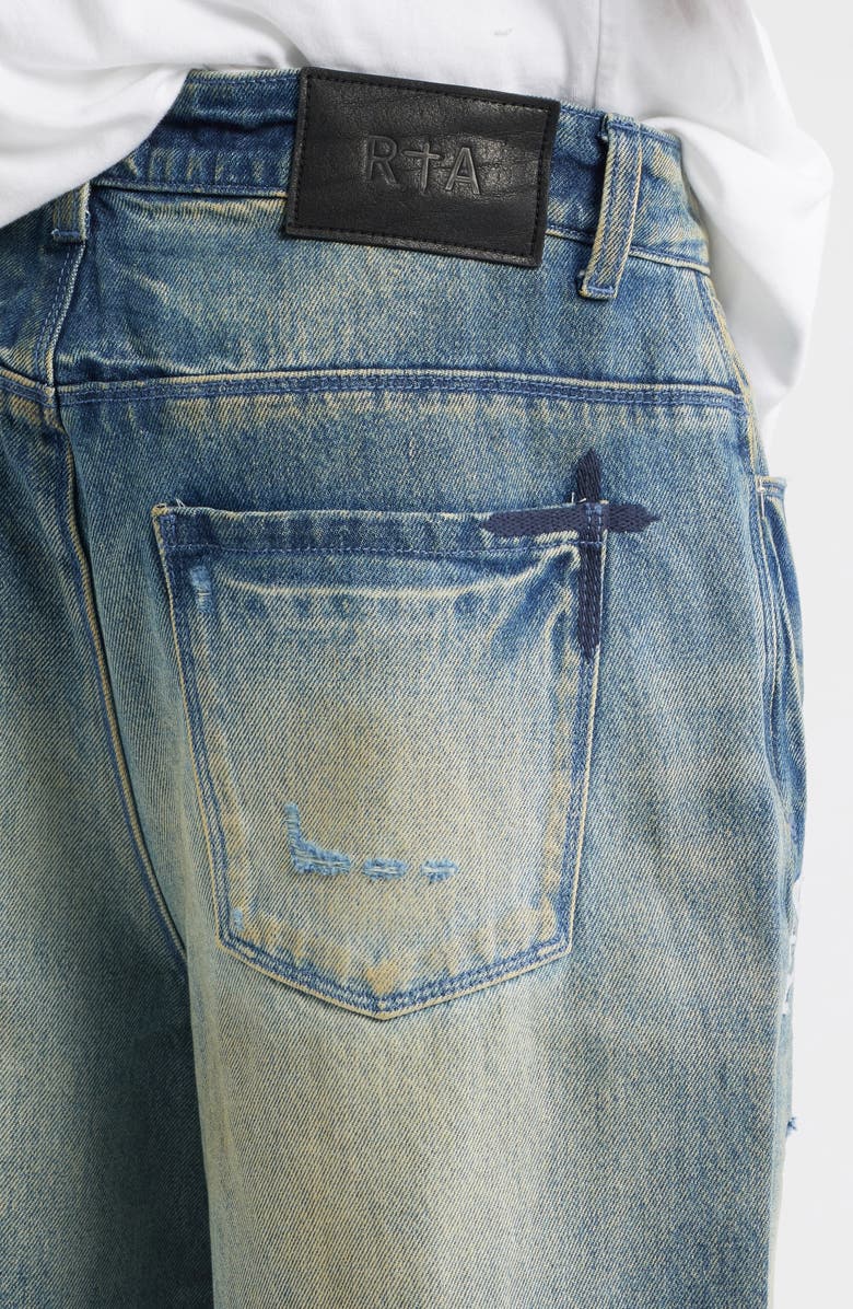 RtA Franco Ripped Wide Leg Jeans, Alternate, color, Muddy Sky