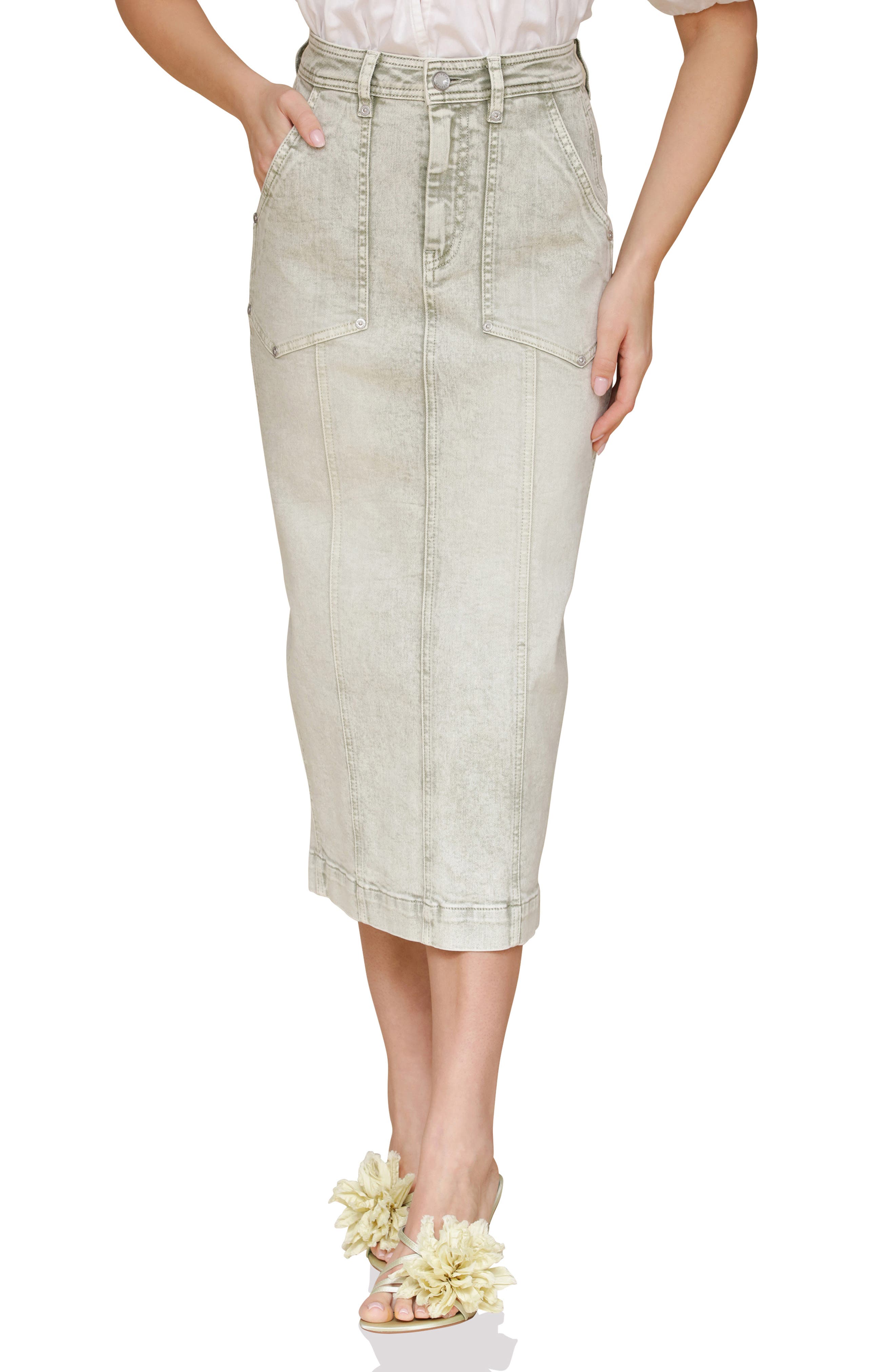Horseshoe Denim Midi Skirt