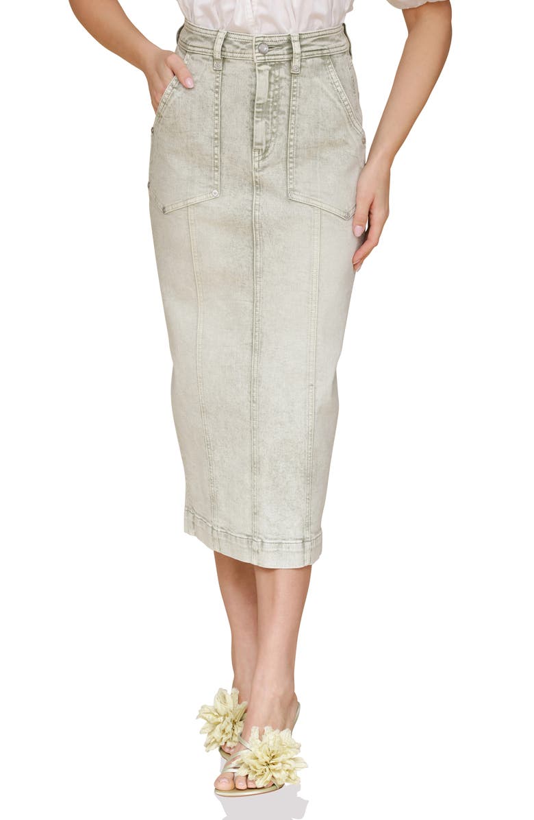 Avec Les Filles Horseshoe Denim Midi Skirt, Main, color,