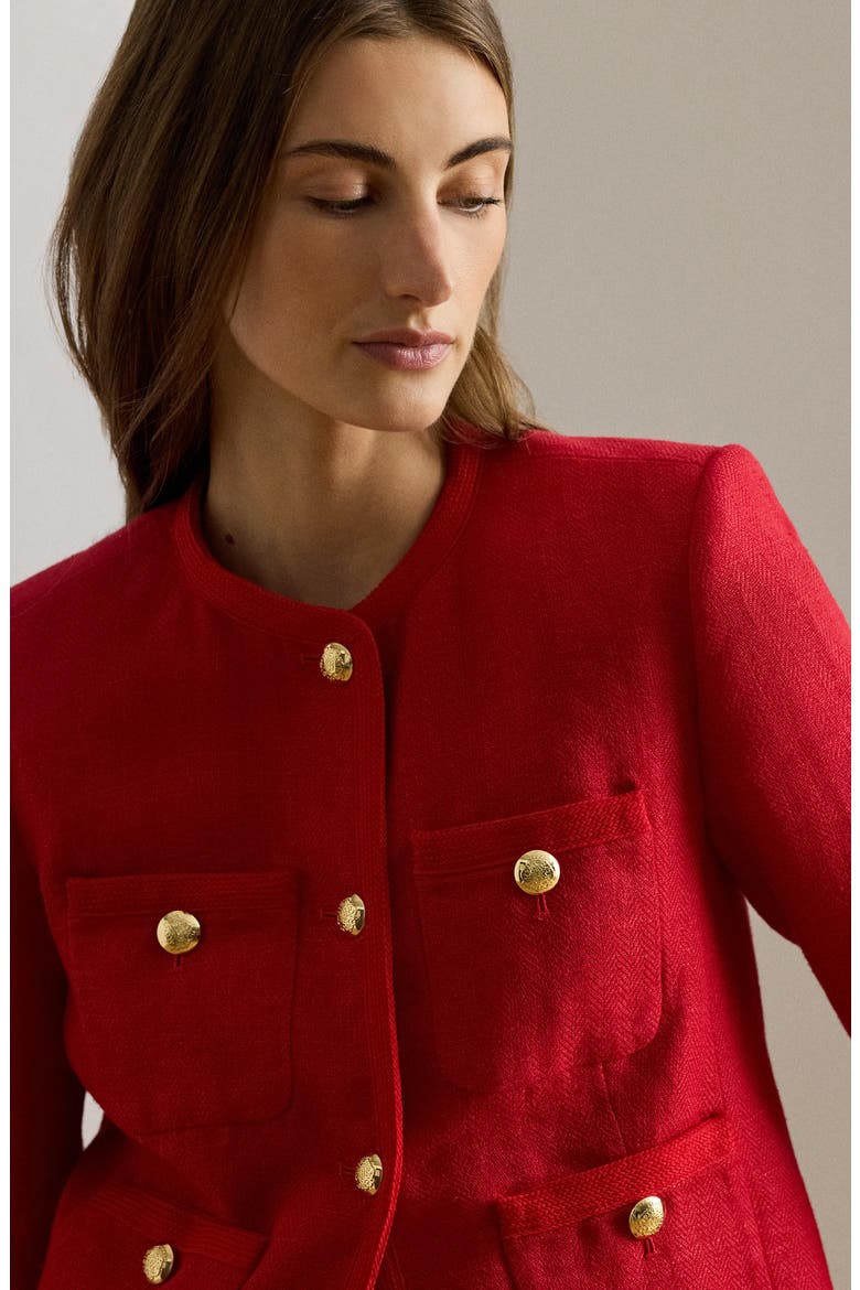 Linen Herringbone Jacket, Alternate, color, CRUISE RED