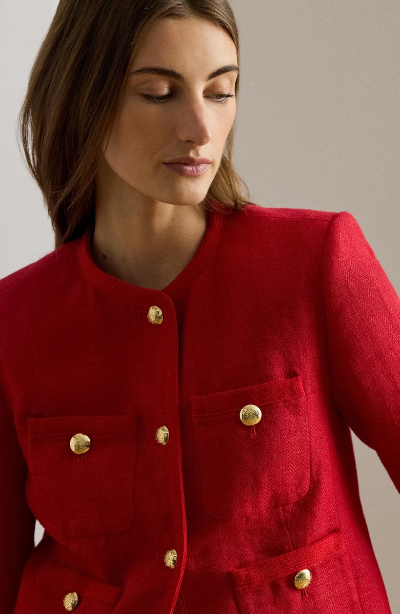 Lauren Ralph Lauren Linen Herringbone Jacket, Alternate, color, Cruise Red
