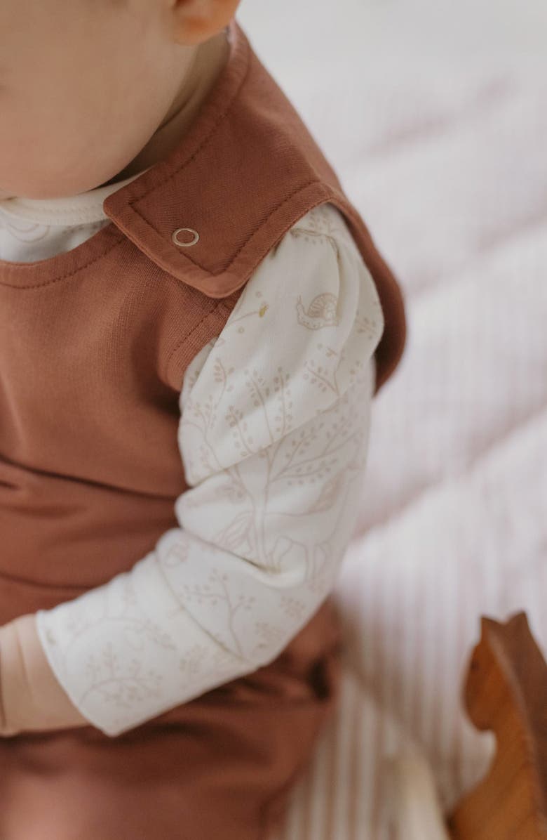 Pehr Organic Cotton French Terry Overalls, Alternate, color, Clay