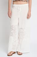 Muse Assembly Lace Insert Crinkle Wide Leg Pants