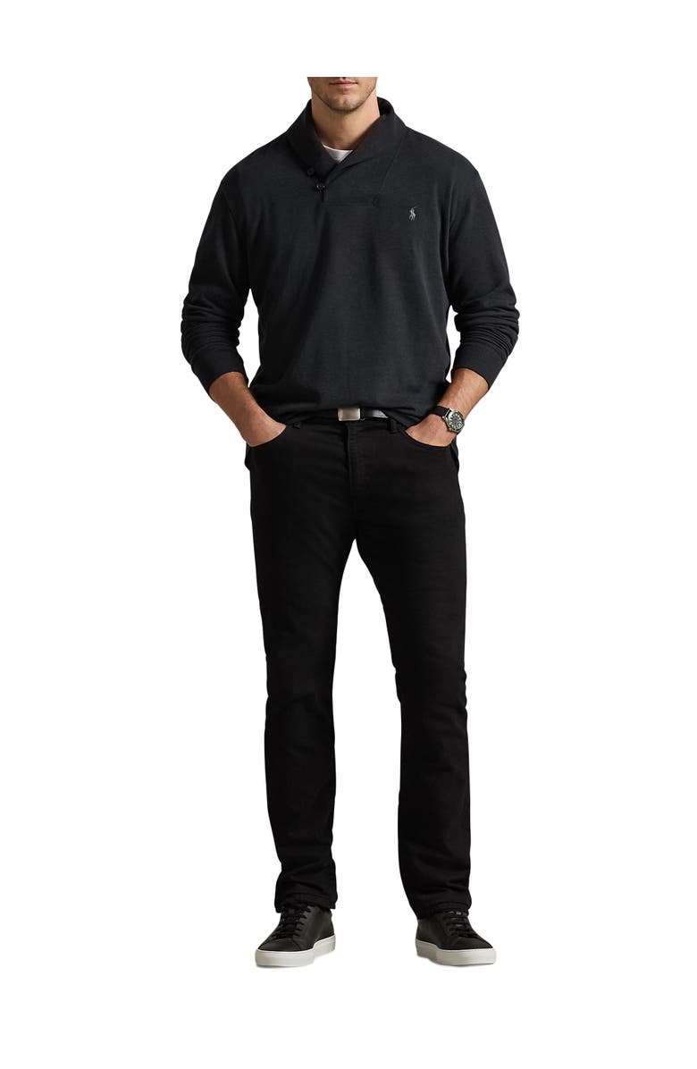 Polo Ralph Lauren Big & Tall Luxury Jersey Shawl-Collar Pullover, Alternate, color, Black